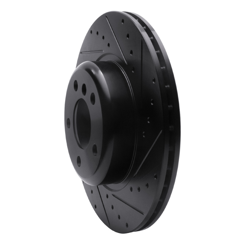 BMW 528I xDrive Brake Rotor (1) - Front Right - R1 Concepts - Drilled & Slotted - Black - `11-`16